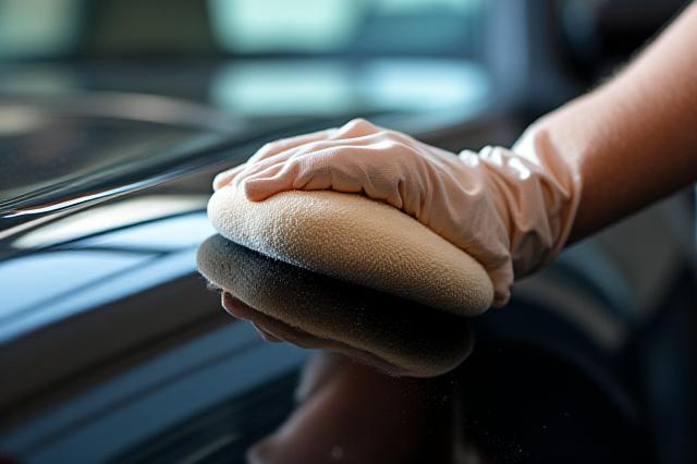 Kurenai Cleanのスタッフが車を meticulous に磨いている様子